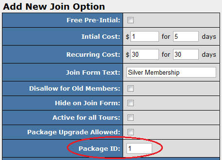 Adding a Package ID