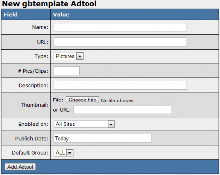 Creating a New gbtemplate Adtool